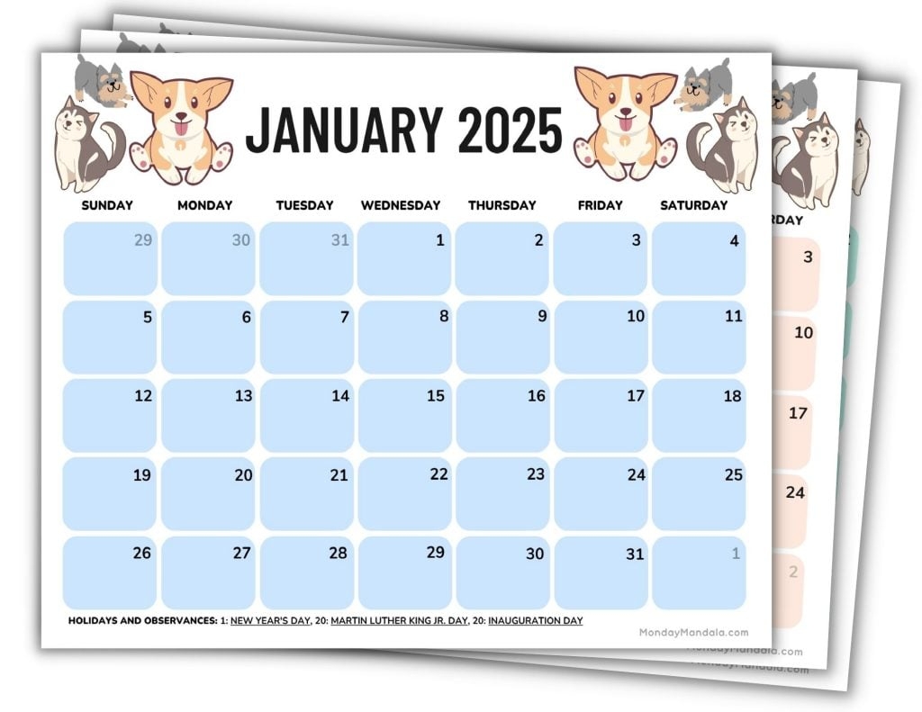 Printable Calendar 2025 Dog E Gregory Bianco