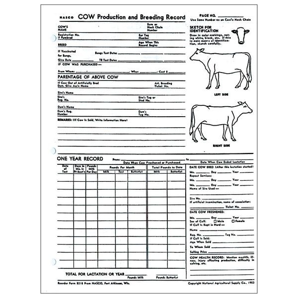 Printable Cattle Record Keeping Forms