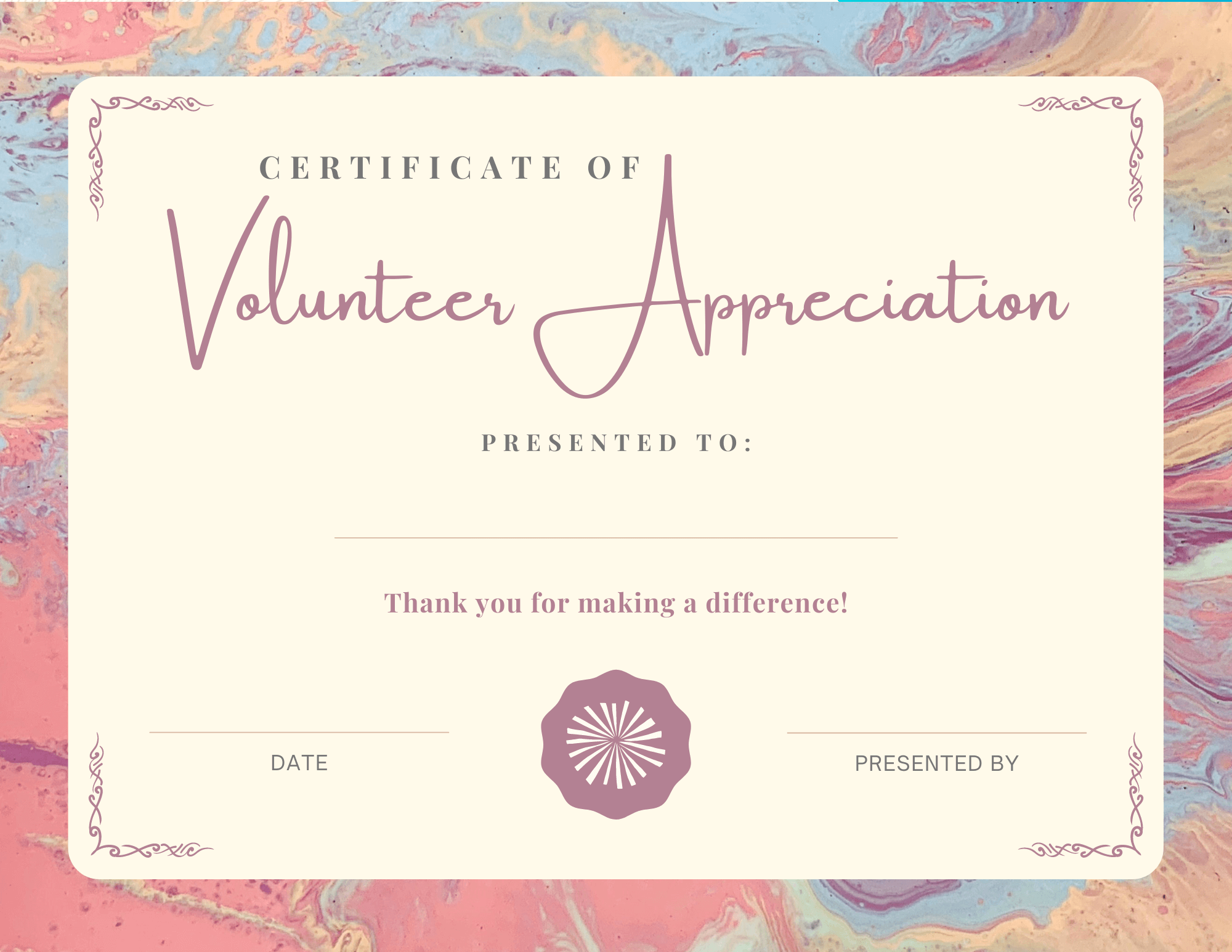 Printable Volunteer Appreciation Certificates