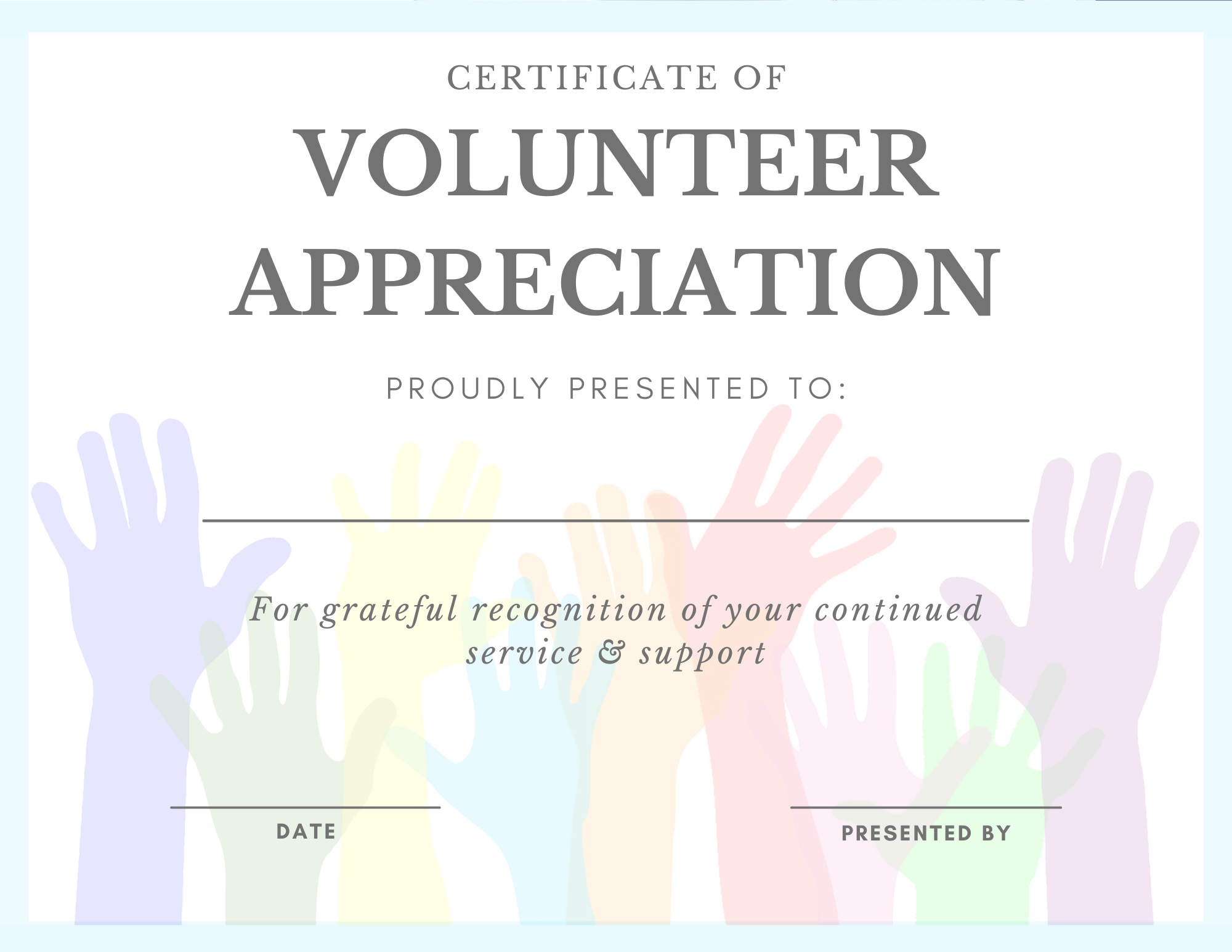 Printable Certificates For Volunteer Appreciation SignUp