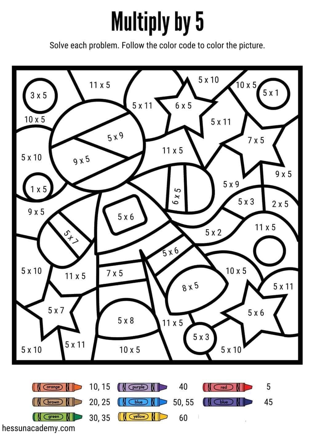 Printable Color By Number Multiplication