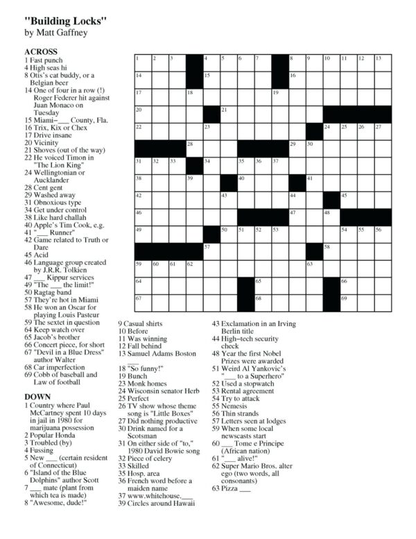 Free Printable Crossword Puzzles Uk