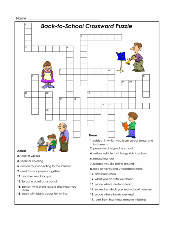 Fun Crossword Free Printable Classroom