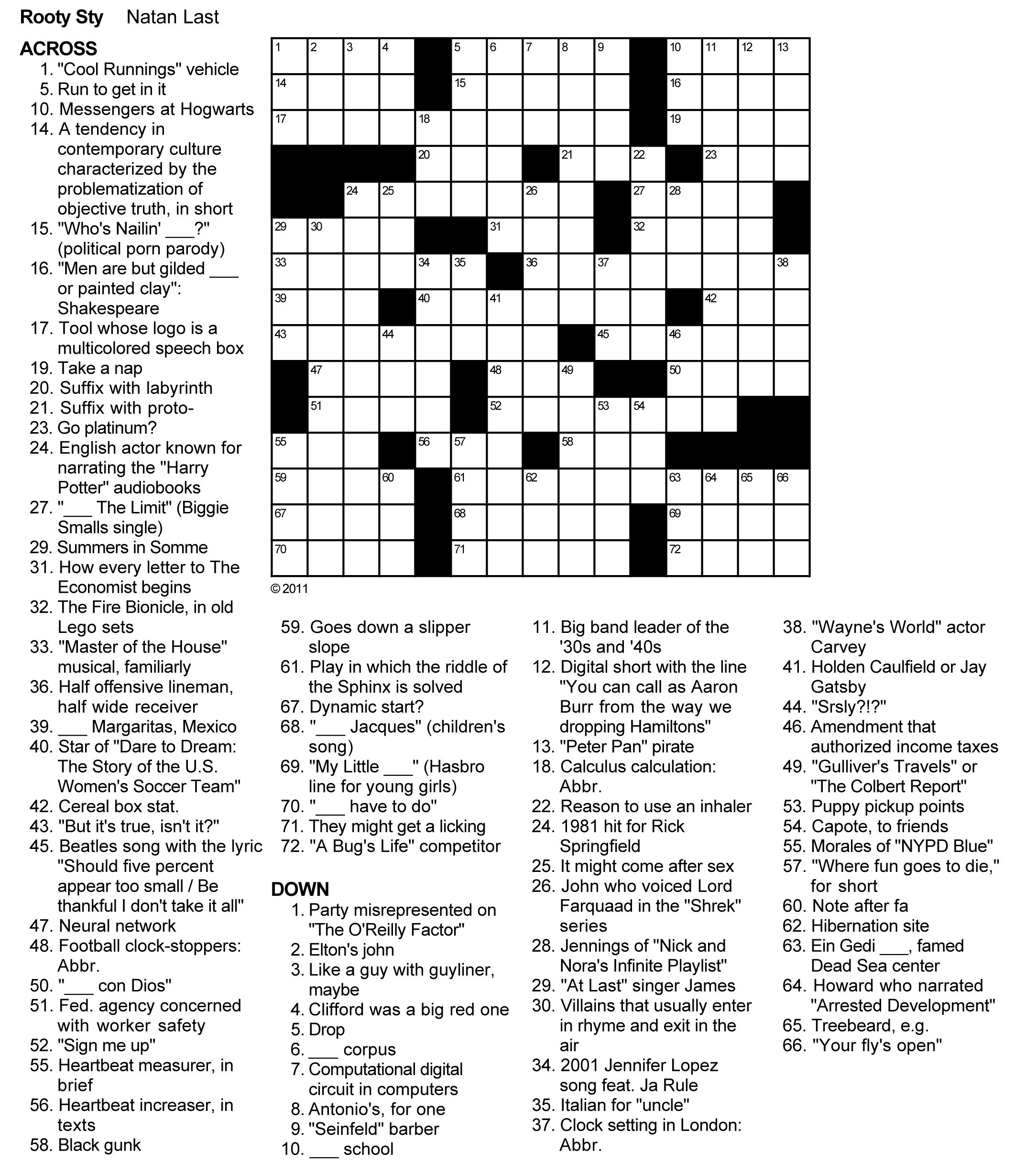 Printable Daily Crosswords Printable Daily Crosswords