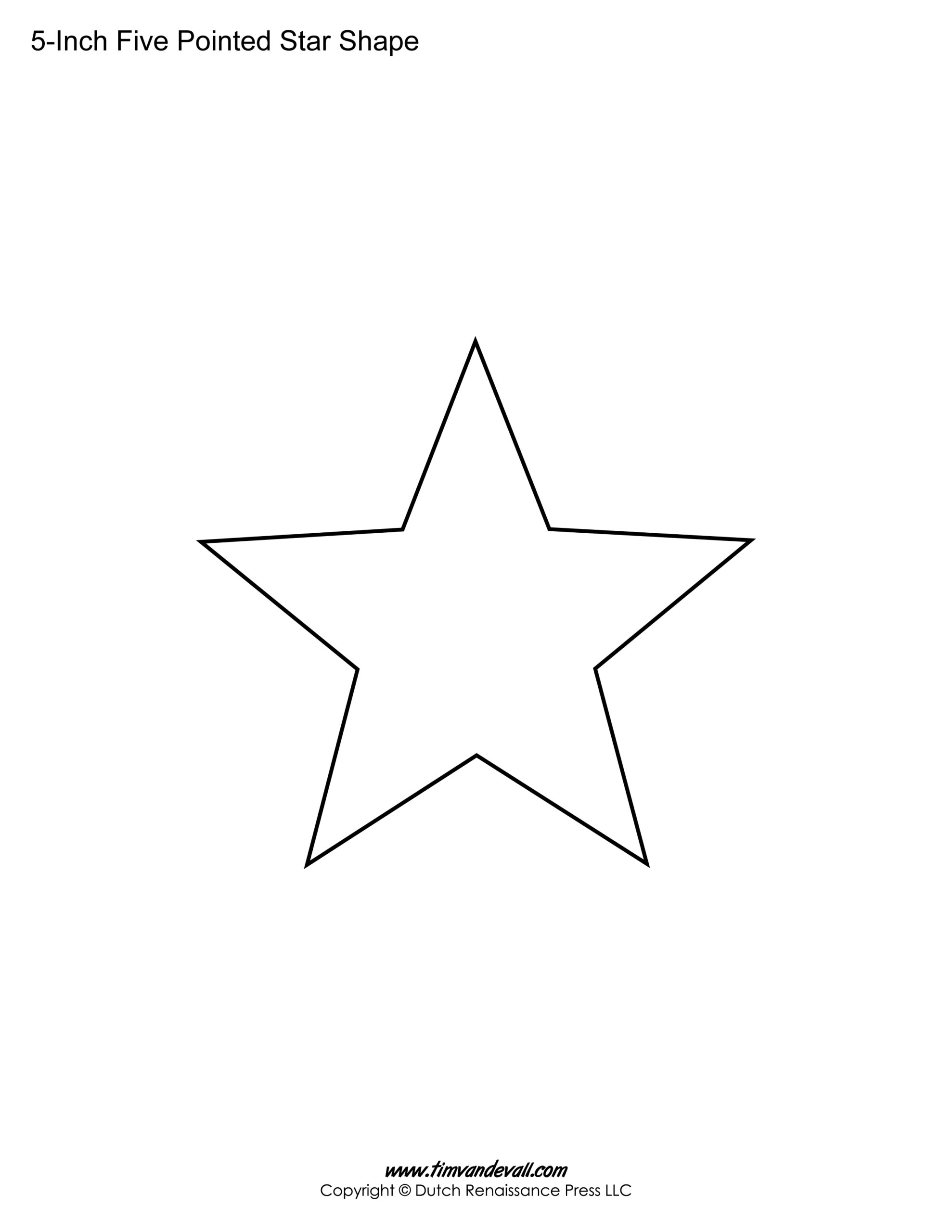 Printable Five Pointed Star Templates Blank Shape PDFs