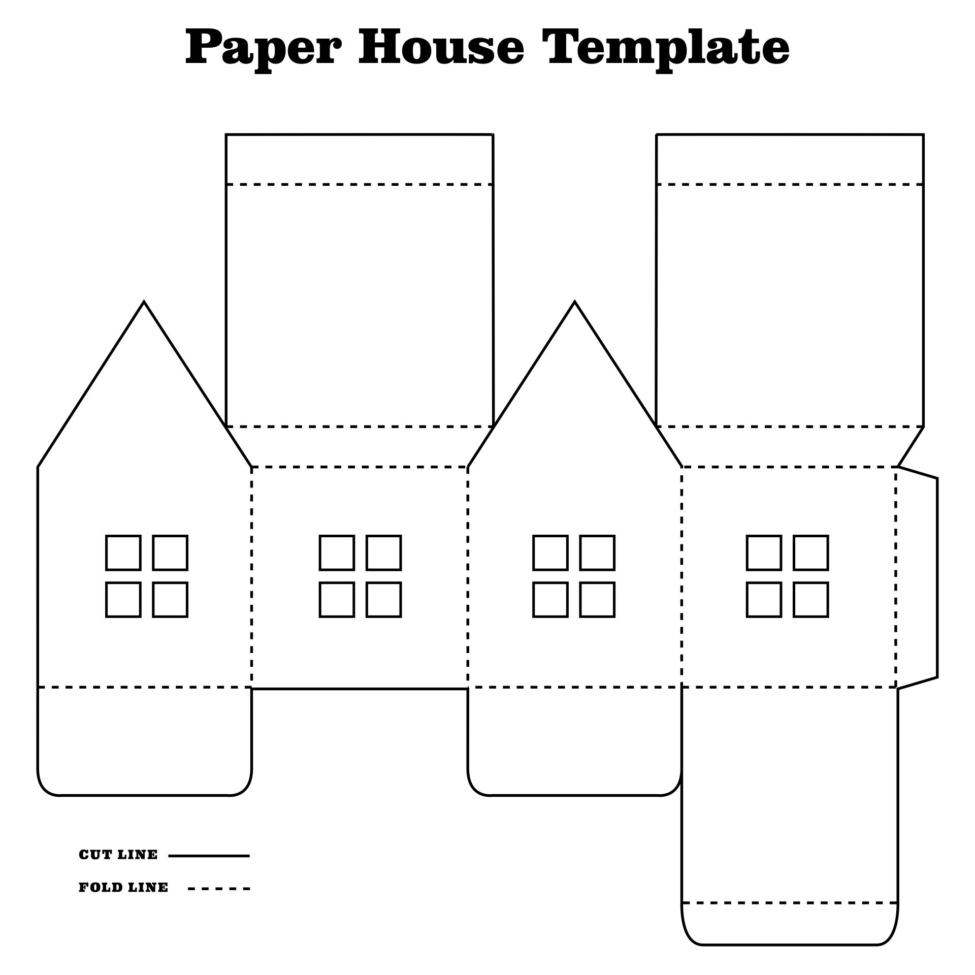 Printable Foldable Paper House Template
