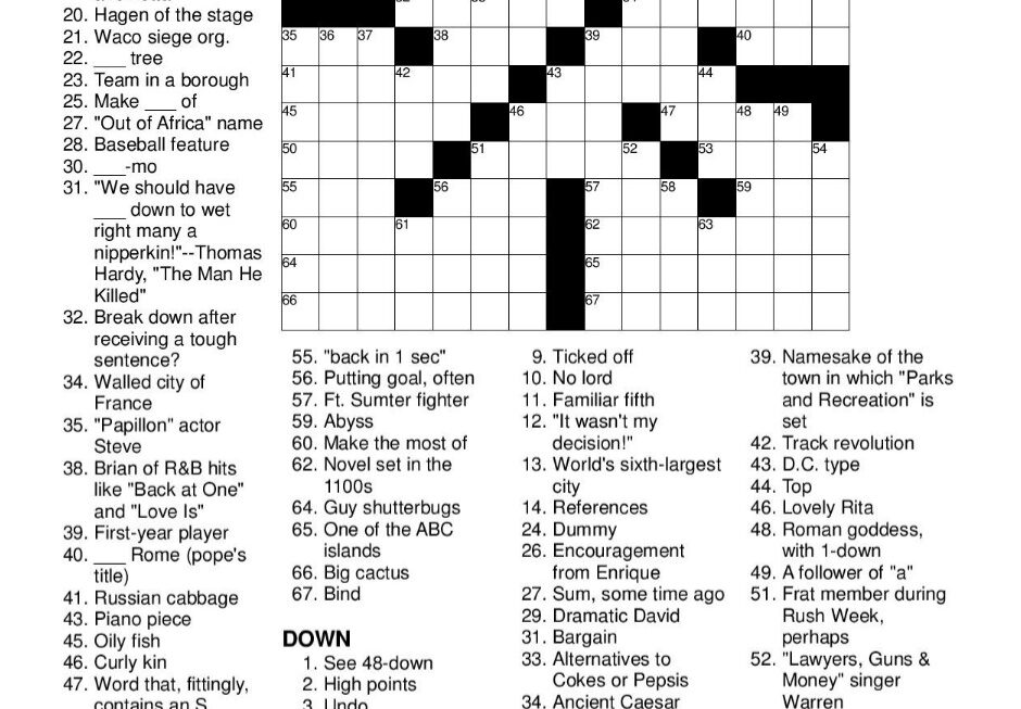 Printable Frank Longo Crossword Printable JD