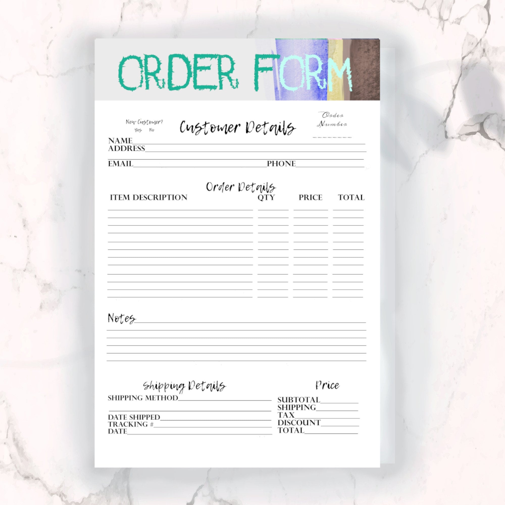 Free Printable Order Forms For Crafts