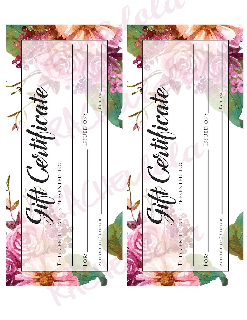 Printable Gift Certificate Fillable Template Photography Etsy Printable Gift Certificate Fillable Template Photography Etsy