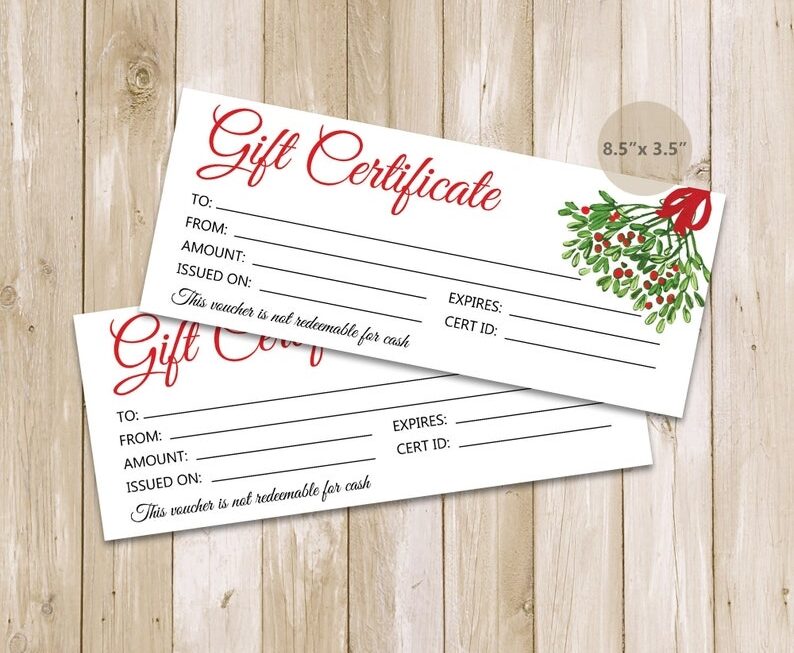 Printable Gift Certificate Template Gift Card Printable Gift Etsy