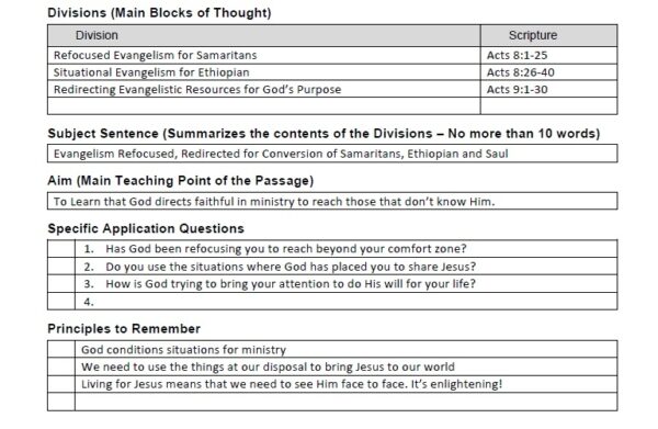Free Printable Blank Homiletic Worksheet