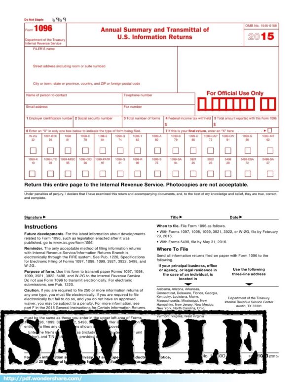 Printable 1096 Tax Form