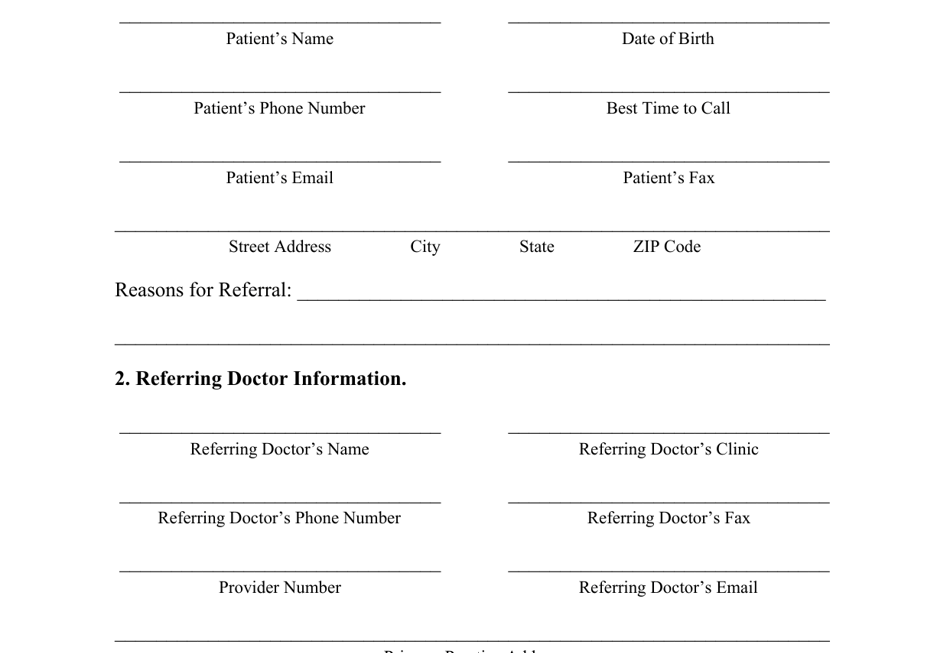 Printable Medical Referral Form