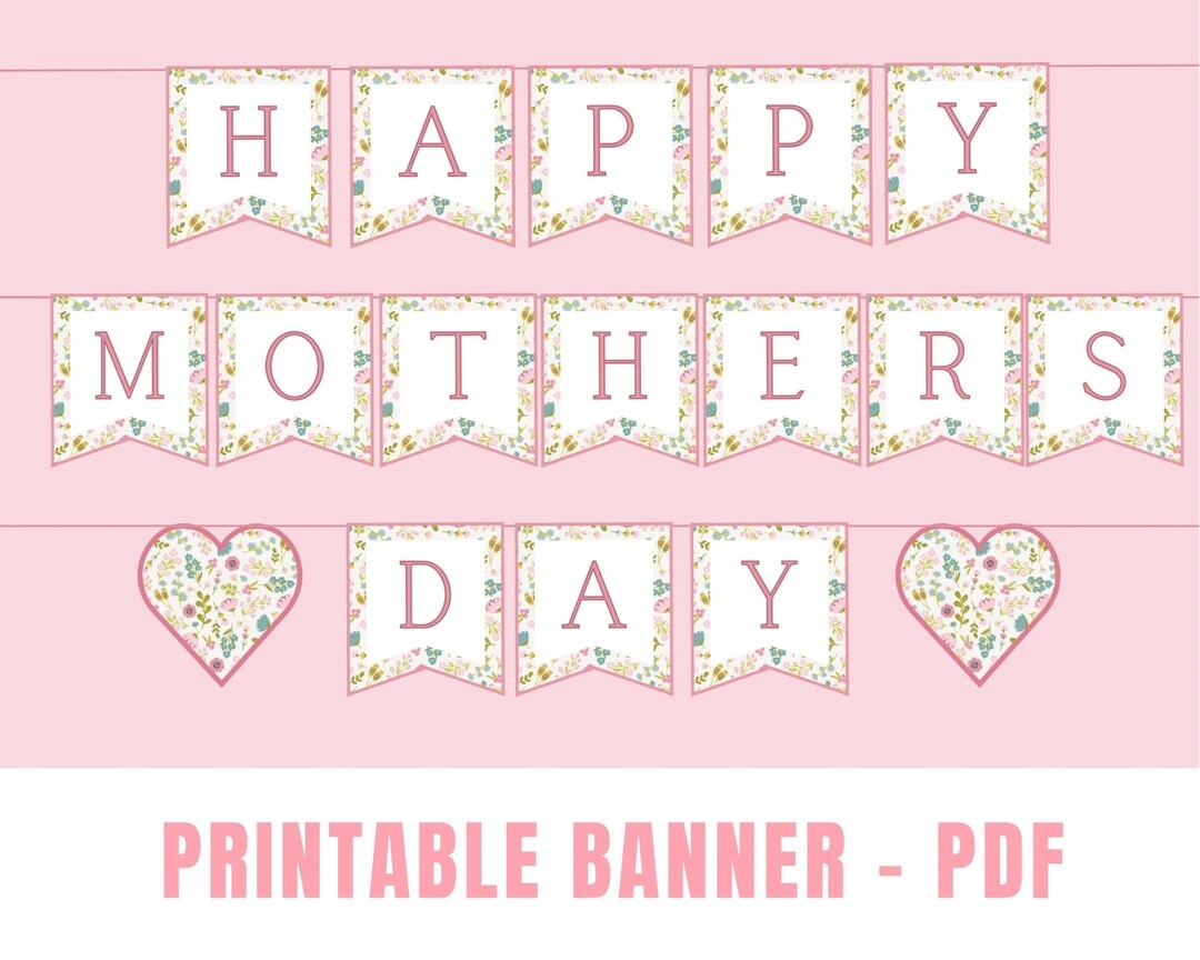 Printable Mother 39 s Day Banner Instant Download Happy Mother 39 s Day 