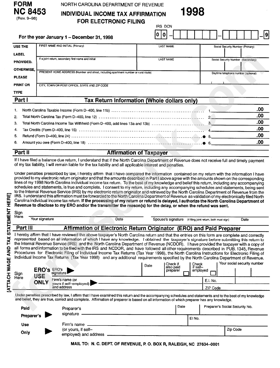 Printable Nc State Tax Form Printable Nc State Tax Form