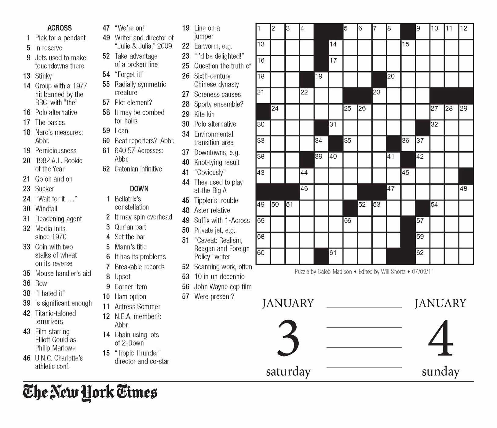 Nytimes Crossword Puzzle Printable Free
