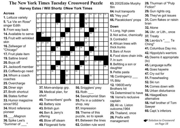 Nytimes Crossword Puzzle Printable Free