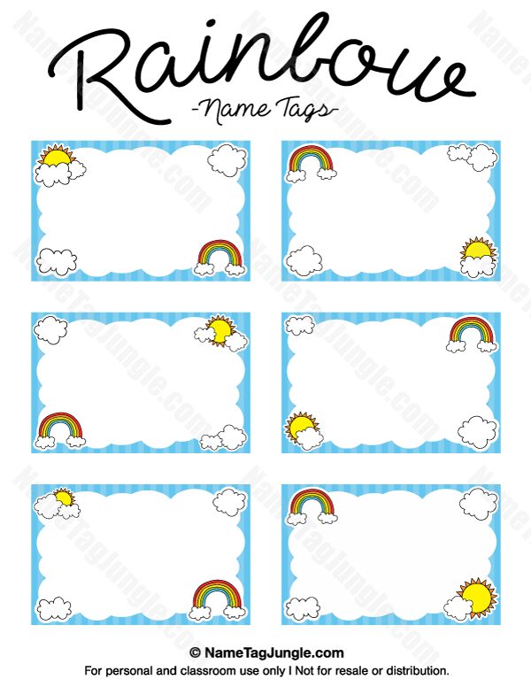 Free Printable Rainbow Name Plate Label Templates
