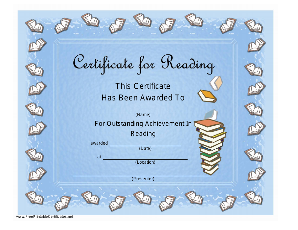 Printable Reading Award Certificates Printable Reading Award Certificates