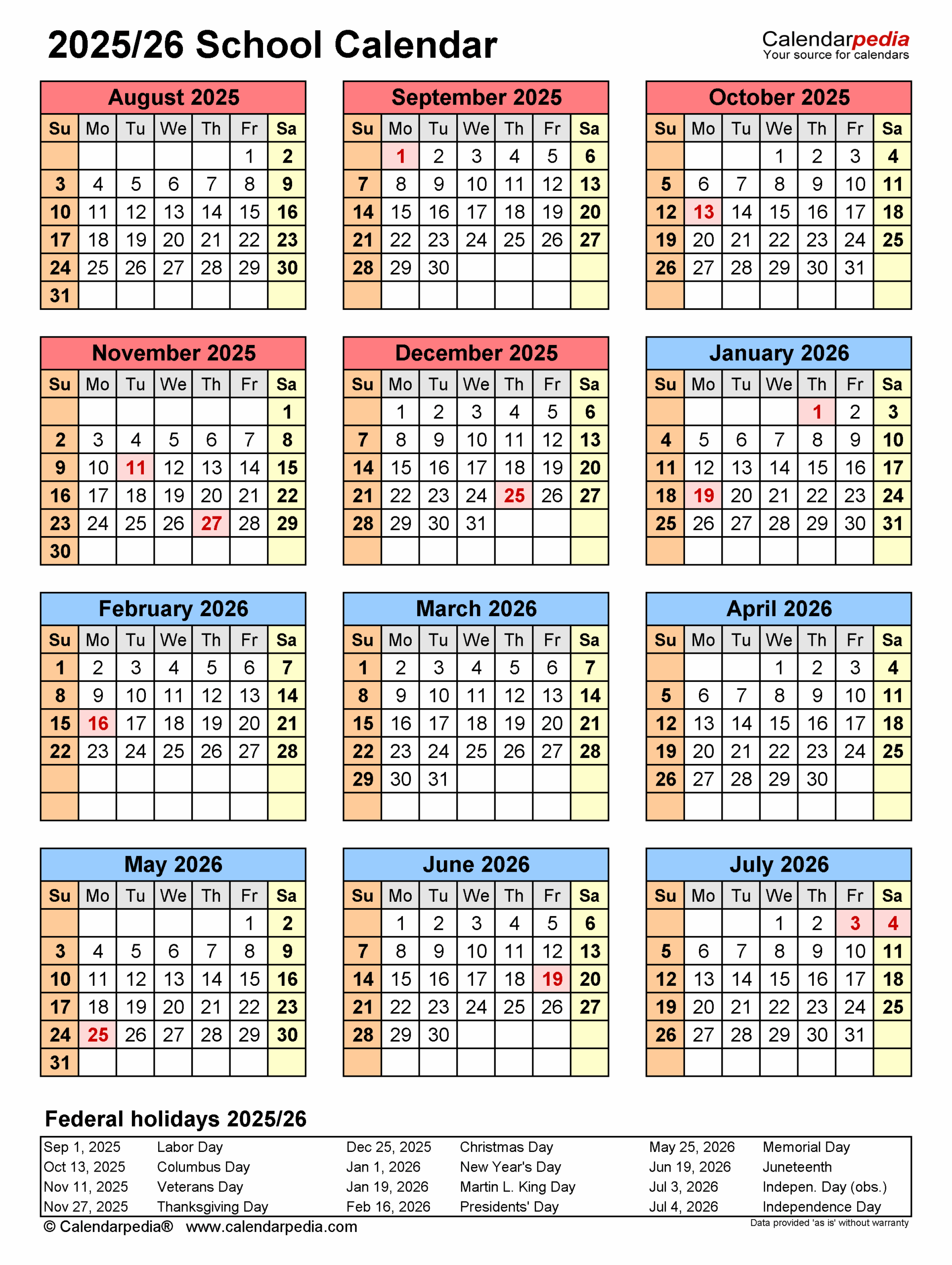 Printable School Calendar 2025 23 Aaron S Zerner