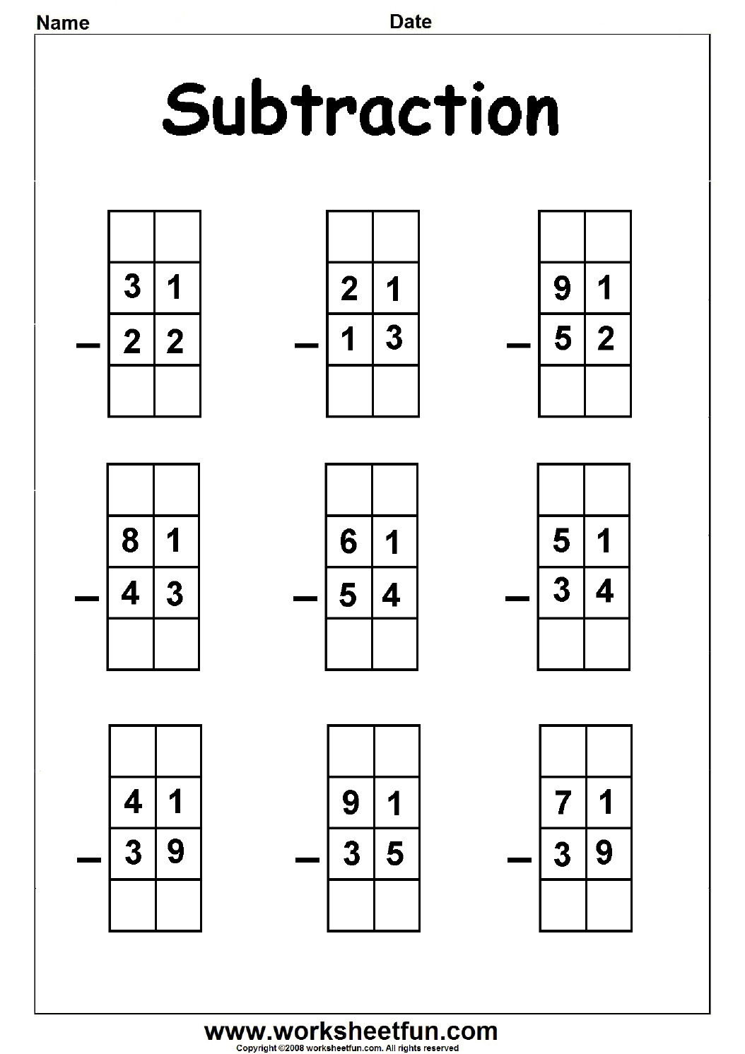 Printable Subtraction Worksheets With Borrowing Printable Worksheets