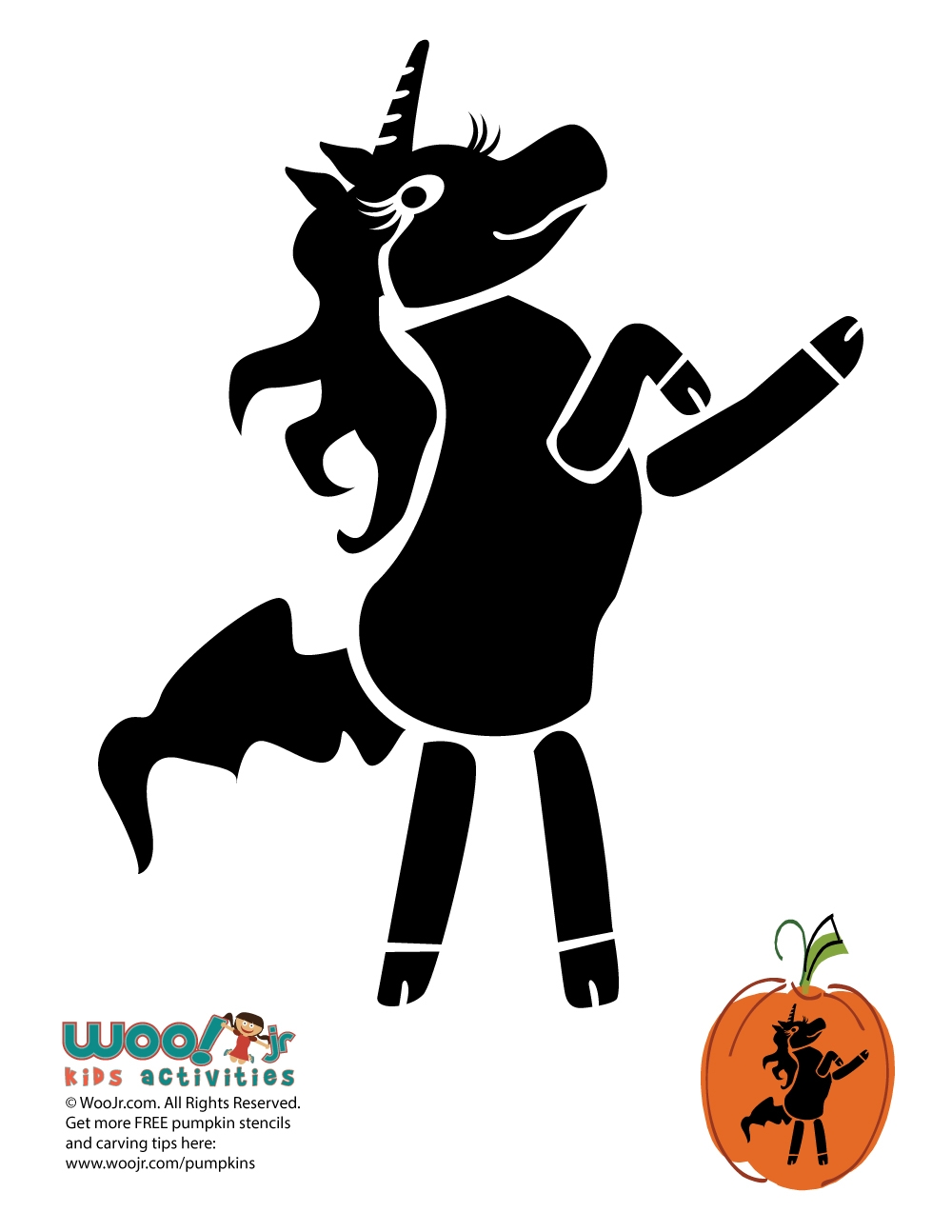 Printable Unicorn Pumpkin Stencil