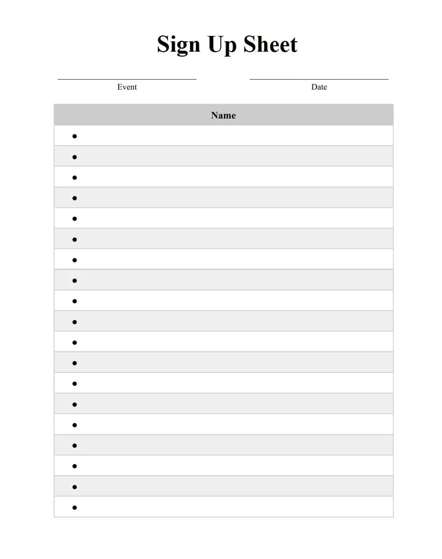 Printable Very Simple Sign Up Sheet Template Free Download And Print Printable Very Simple Sign Up Sheet Template Free Download And Print