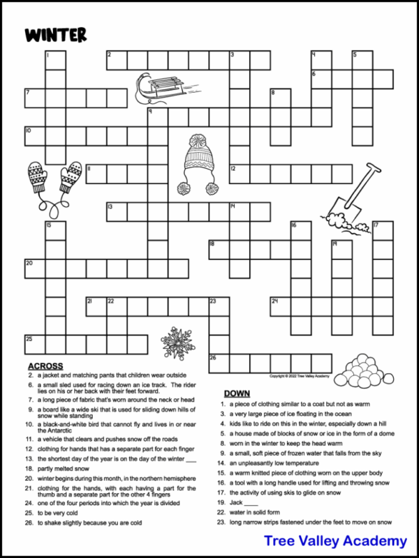 Crossword Printables For Kids