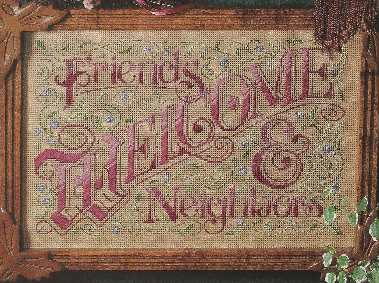 Rare Victorian Welcome Friends Neighbors Sampler Cross Etsy Cross 