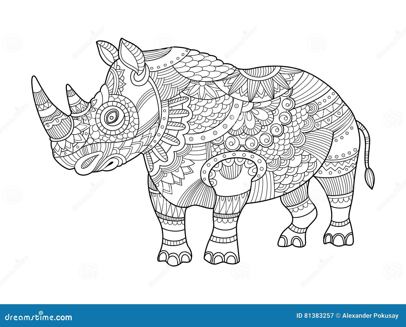 Free Printable Mandala Adult Coloring Rhino