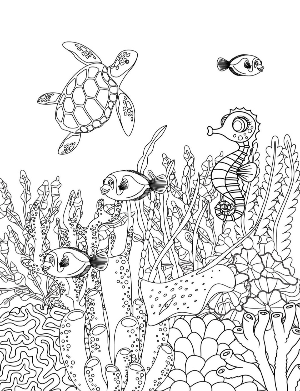 Sea Life 10 Printable Coloring Pages digital Download fun Etsy Sea Life 10 Printable Coloring Pages digital Download fun Etsy