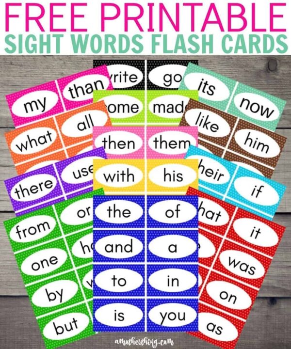 First Grade Sight Words Flash Cards Printable Free