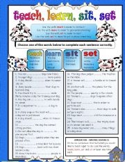 Sit Vs Set Worksheet