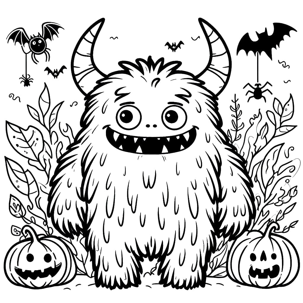 Smiling Halloween Monster Coloring Page Download Print Or Color 