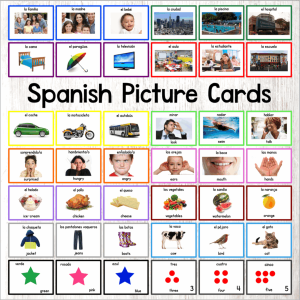 Spanish To English Flashcards With Pictures Printable Free