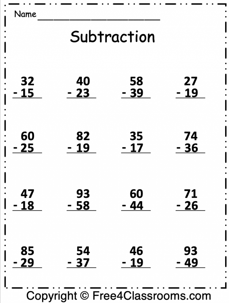 Subtraction Regrouping Archives FREE And No Login Free4Classrooms