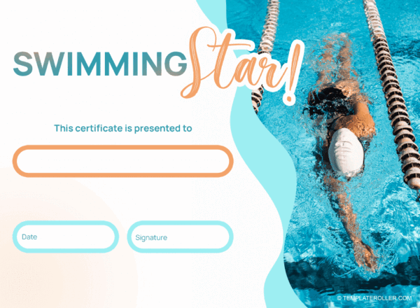 Printable Star Swimmer Certificate