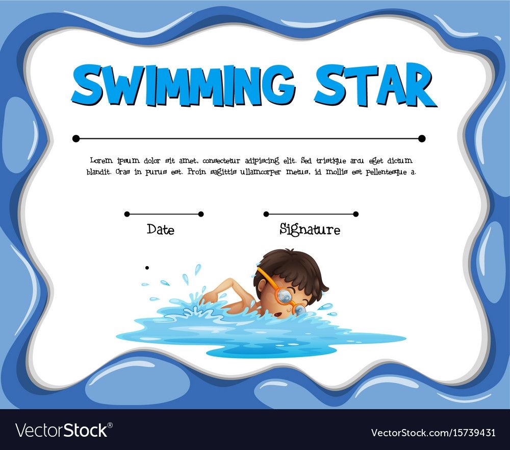 Swimming Star Certification Template With Swimmer With Regard To 