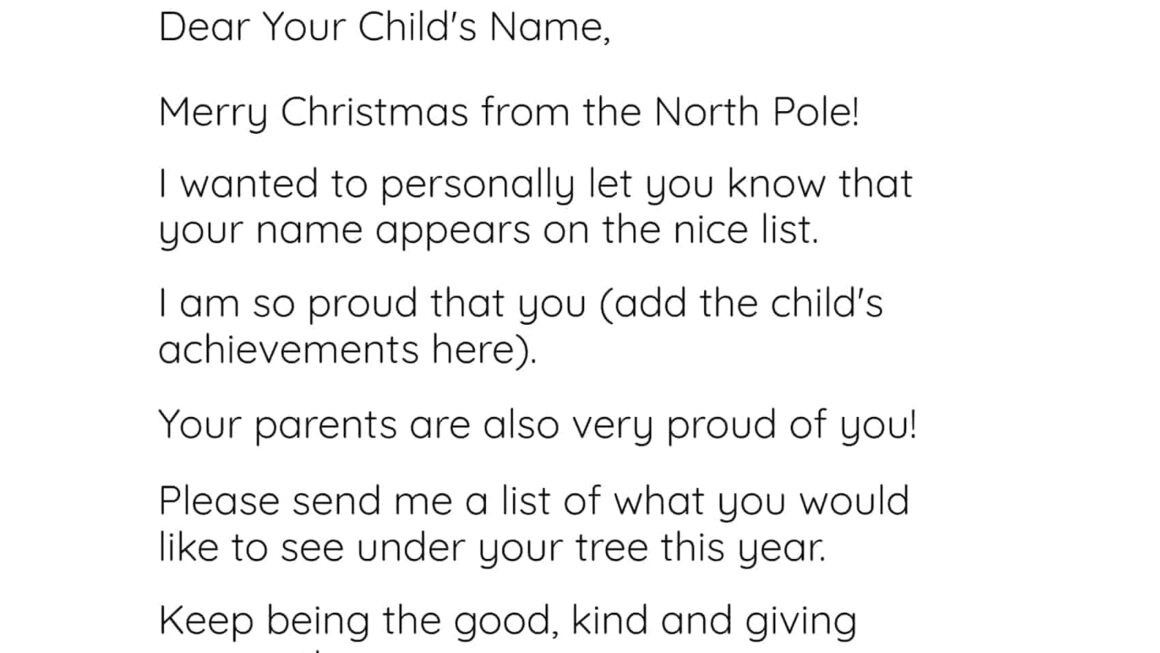 Template Letter From Santa Printable Printable Templates