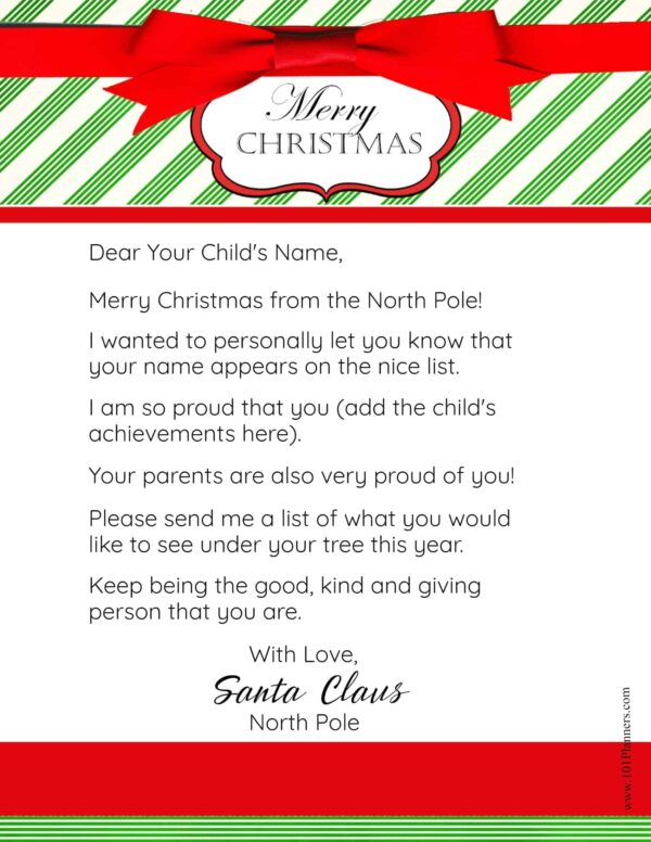 Free Printable Letter From Santa