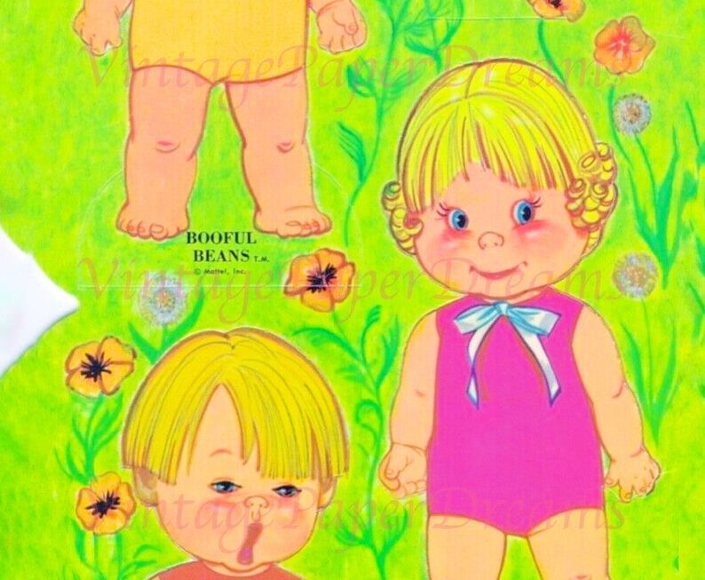 Vintage Paper Doll Printable PDF Girl Paper Dolls 70s 1970s Baby Paper