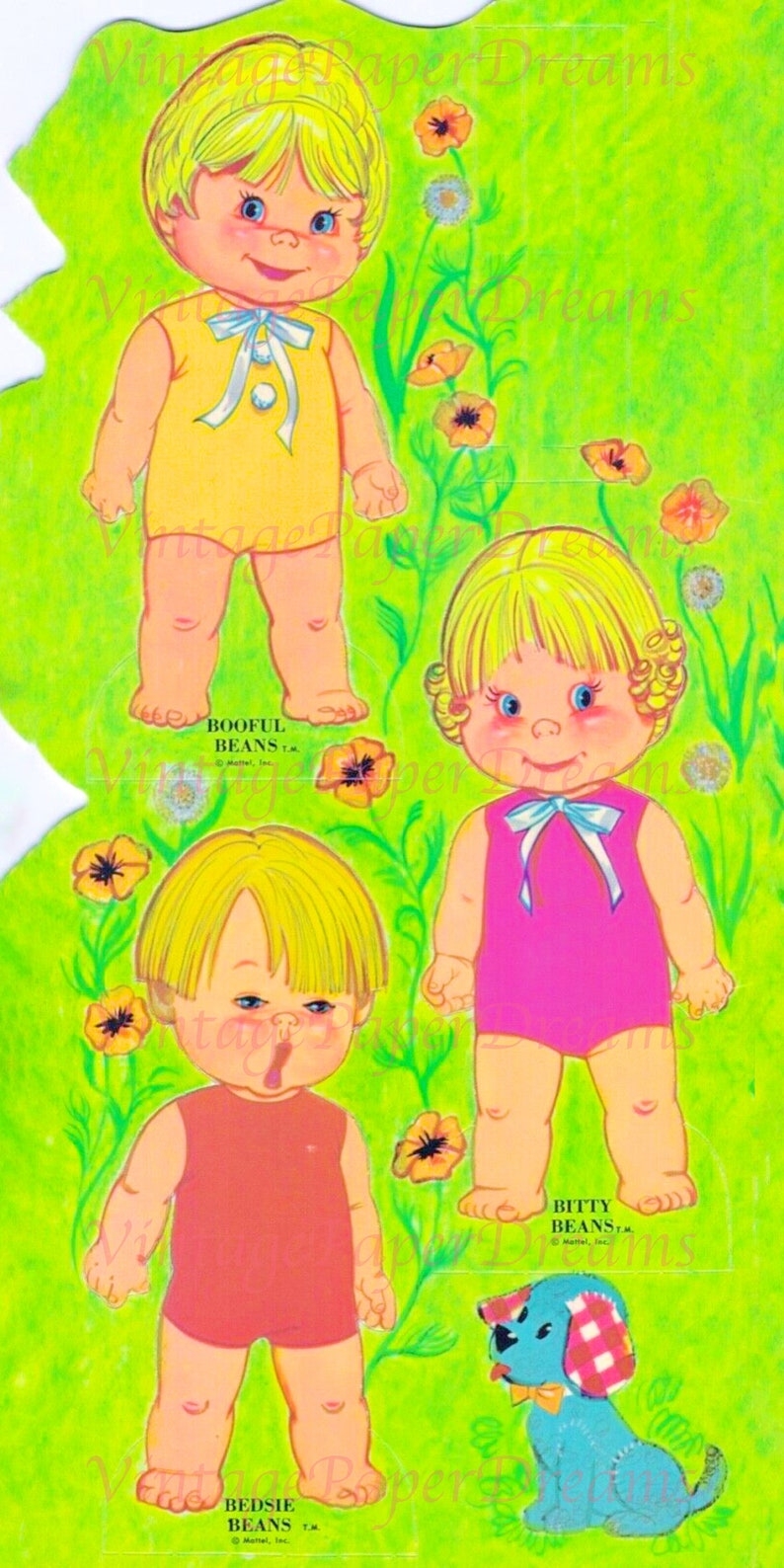 Vintage Paper Doll Printable PDF Girl Paper Dolls 70s 1970s Baby Paper 