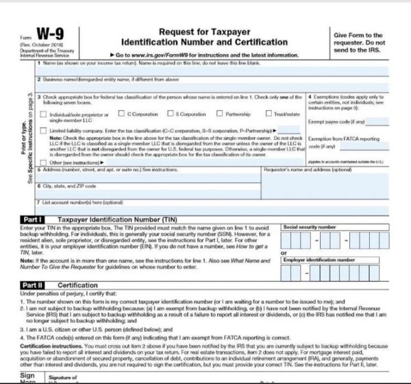 W9 Or 1099 Printable Form