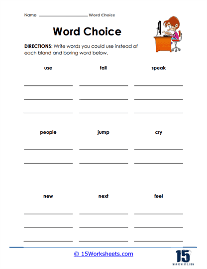 Word Choices Worksheets 15 Worksheets