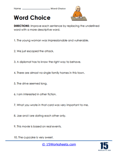 Printable Word Choice Worksheets