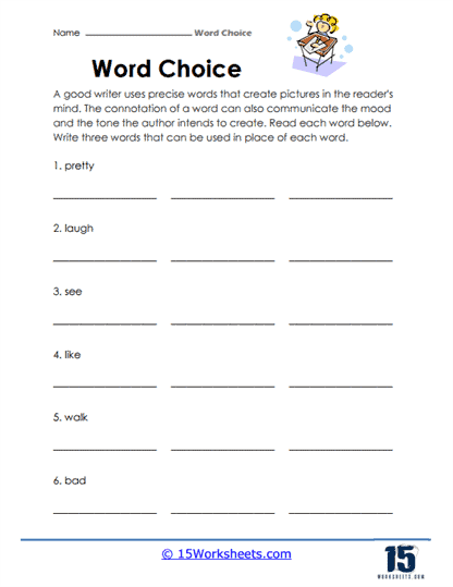 Word Choices Worksheets 15 Worksheets