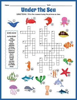 World Oceans Day Activity Under The Sea Crossword Puzzle By Puzzles World Oceans Day Activity Under The Sea Crossword Puzzle By Puzzles
