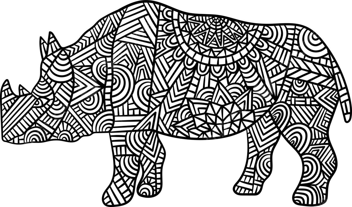 Zentangle Rhino Coloring Page Free Printable Coloring Pages Zentangle