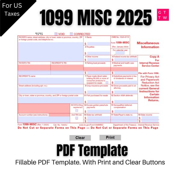 Printable 1099 Form 2025 Paying Contractor