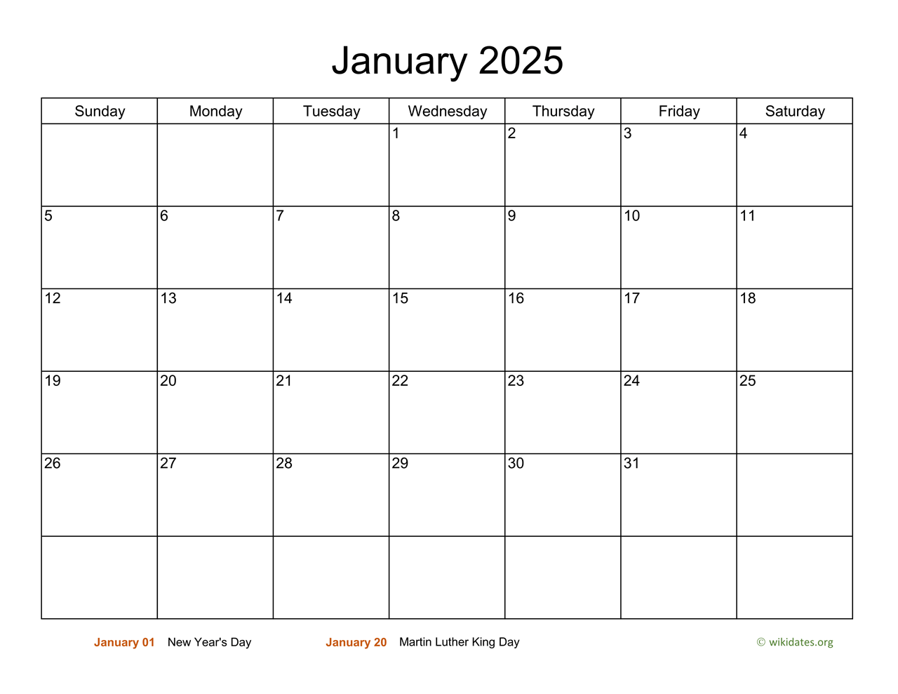Monthly Calendar 2025 Printable Free Monthly Calendar 2025 Printable Free